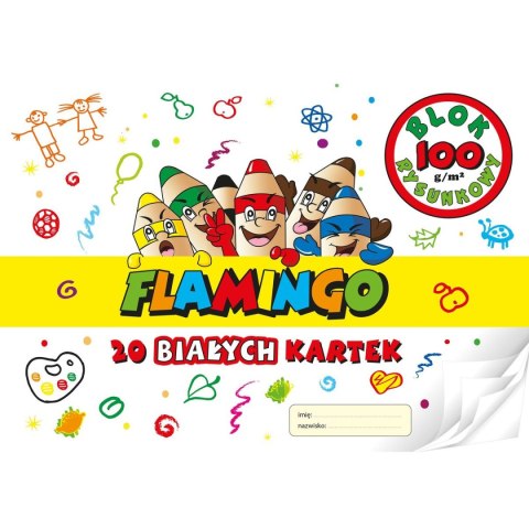 Blok rysunkowy Flamingo biały A4 20 kartek 100g/m? Blok rysunkowy Flamingo biały A4 20 kartek 100g/m?