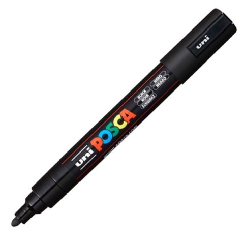 Marker suchościeralny Uni Posca, czarny 1,8-2,5mm okrągła końcówka (PC-5M) Marker suchościeralny Uni Posca, czarny 1,8-2,5mm okrągła końcówka (PC-5M)