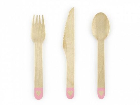 Sztućce Partydeco drewniane Serca, r. różowy 18cm (SDR6-081RM) Sztućce Partydeco drewniane Serca, r. różowy 18cm (SDR6-081RM)