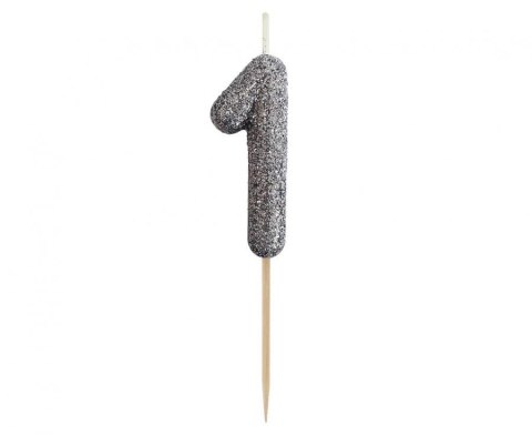 Świeczka urodzinowa Godan piker cyferka 1, brokatowa czarna, 11x3.5 cm (BH-SPC1) Świeczka urodzinowa Godan piker cyferka 1, brokatowa czarna, 11x3.5 cm (BH-SPC1)
