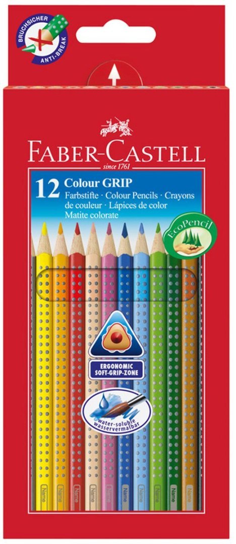 Kredki ołówkowe Faber Castell Grip 12 kol. (112412) Kredki ołówkowe Faber Castell Grip 12 kol. (112412)