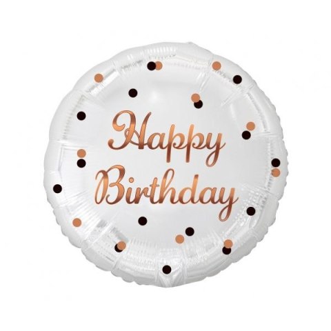 Balon foliowy Godan Happy Birthday, biały, nadruk różowo-złoty 18cal (FG-OHBB) Balon foliowy Godan Happy Birthday, biały, nadruk różowo-złoty 18cal (FG-OHBB)