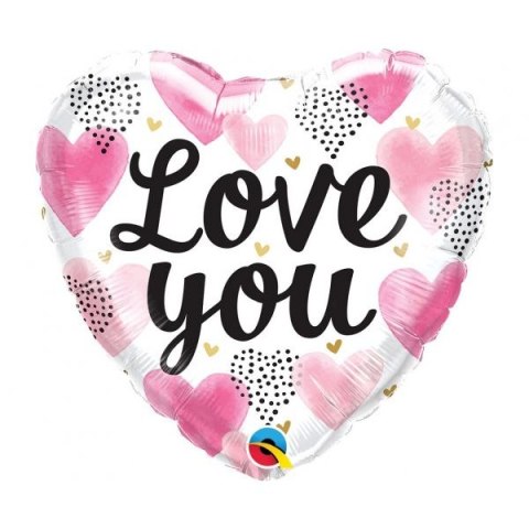 Balon foliowy Godan Love You Pink Watercolor Hearts 18cal (20988) Balon foliowy Godan Love You Pink Watercolor Hearts 18cal (20988)