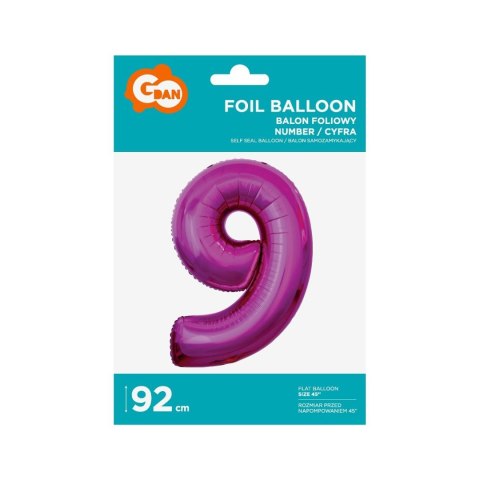 Balon foliowy Godan cyfra 9 różowa 85 cm 45cal (FG-C85r9) Balon foliowy Godan cyfra 9 różowa 85 cm 45cal (FG-C85r9)
