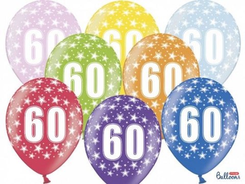 Balon gumowy Partydeco gumowy 60 urodziny, mix kolorów 30 cm/6 sztuk (SB14M-060-000-6) Balon gumowy Partydeco gumowy 60 urodziny, mix kolorów 30 cm/6 sztuk (SB14M-060-000-6)