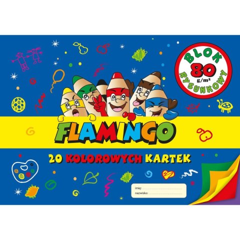 Blok rysunkowy Flamingo kolorowy A4 20 kartek 80g/m? Blok rysunkowy Flamingo kolorowy A4 20 kartek 80g/m?