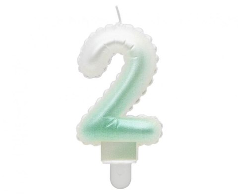 Świeczka urodzinowa Godan cyferka 2, ombre, perłowa biało-zielona, 7 cm (SF-PBZ2) Świeczka urodzinowa Godan cyferka 2, ombre, perłowa biało-zielona, 7 cm (SF-PBZ2)
