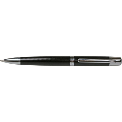 Długopis obrotowy 10KB008 Titanum metalowy czarny jodełkowy wzór srebrne wykończenie niebieski wkład 0,7 mm Długopis obrotowy 10KB008 Titanum metalowy czarny jodełkowy wzór srebrne wykończenie niebieski wkład 0,7 mm