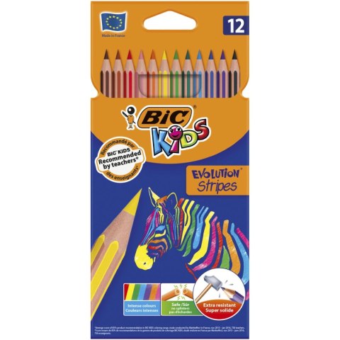 Kredki ołówkowe Bic Evolution Stripes 12 kol. (950522) Kredki ołówkowe Bic Evolution Stripes 12 kol. (950522)