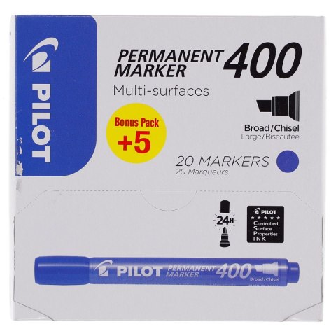 Marker permanentny Pilot, niebieski ścięta końcówka (PISCA-400-L-XXL) Marker permanentny Pilot, niebieski ścięta końcówka (PISCA-400-L-XXL)