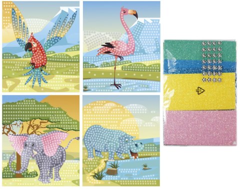 Mozaika Fun&Joy Glitter Animals 4 wzory: papuga, flaming, słoń, hipopotam (FJSR2201) Mozaika Fun&Joy Glitter Animals 4 wzory: papuga, flaming, słoń, hipopotam (FJSR2201)