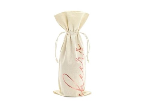 Opakowanie ozdobne Partydeco Woreczki bawełniane na wino - Cheers, różowe złoto, 15,5x36cm (1 op. / 5 szt.) (WRB3-019R) Opakowanie ozdobne Partydeco Woreczki bawełniane na wino - Cheers, różowe złoto, 15,5x36cm (1 op. / 5 szt.) (WRB3-019R)
