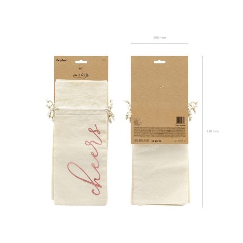 Opakowanie ozdobne Partydeco Woreczki bawełniane na wino - Cheers, różowe złoto, 15,5x36cm (1 op. / 5 szt.) (WRB3-019R) Opakowanie ozdobne Partydeco Woreczki bawełniane na wino - Cheers, różowe złoto, 15,5x36cm (1 op. / 5 szt.) (WRB3-019R)
