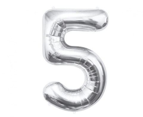 Balon foliowy Godan Cyfra 5, srebrna, 85 cm 85cal (BC-HSR5) Balon foliowy Godan Cyfra 5, srebrna, 85 cm 85cal (BC-HSR5)