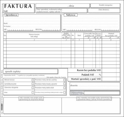 Druk samokopiujący Stolgraf Faktura VAT 2/3 A4 netto 2/3 A4 100k. (F10) Druk samokopiujący Stolgraf Faktura VAT 2/3 A4 netto 2/3 A4 100k. (F10)