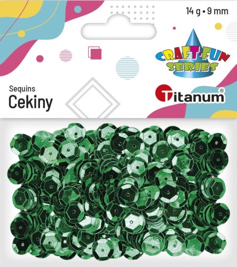 Cekiny Titanum Craft-Fun Series okrągłe 9mm zielone 14g (268301) Cekiny Titanum Craft-Fun Series okrągłe 9mm zielone 14g (268301)
