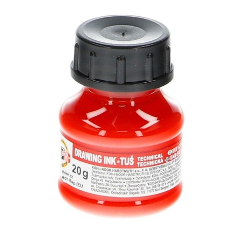 Tusz kreślarski Koh-I-Noor kolor: czerwony 20ml Tusz kreślarski Koh-I-Noor kolor: czerwony 20ml
