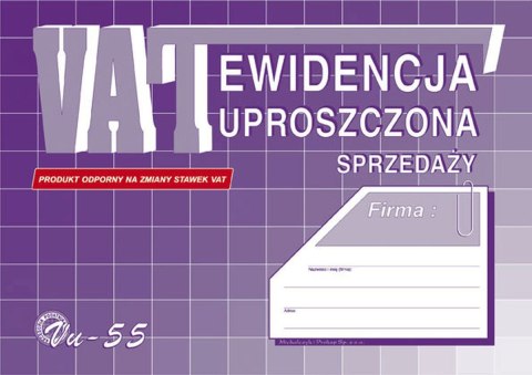 Druk offsetowy Michalczyk i Prokop Ewidencja uproszczona sprzedaży A5 32k. (Vu-55) Druk offsetowy Michalczyk i Prokop Ewidencja uproszczona sprzedaży A5 32k. (Vu-55)