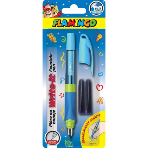 Pióro na naboje Write-it Flamingo niebieskie + 2 naboje Pióro na naboje Write-it Flamingo niebieskie + 2 naboje