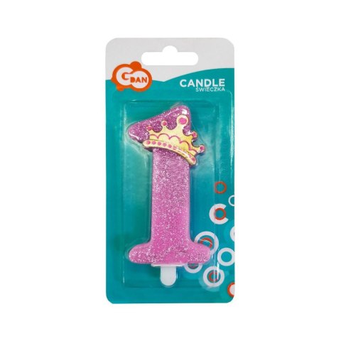 Świeczka urodzinowa Godan Moje Pierwsze urodziny, różowa z brokatem 9 cm (SF-SPUR) Świeczka urodzinowa Godan Moje Pierwsze urodziny, różowa z brokatem 9 cm (SF-SPUR)