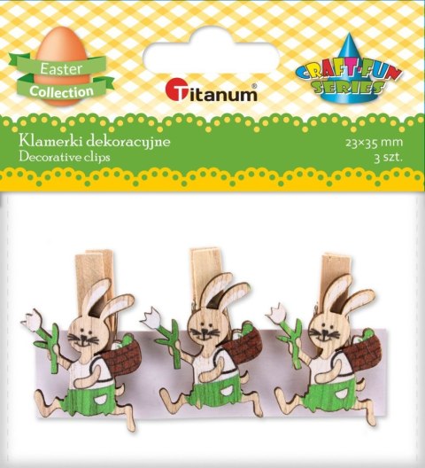 Ozdoba drewniana Titanum Craft-Fun Series klamerki króliki z koszykiem (2324040) Ozdoba drewniana Titanum Craft-Fun Series klamerki króliki z koszykiem (2324040)