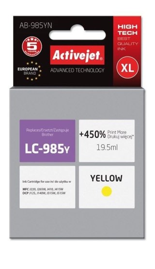 Tusz alternatywny Activejet do Brother LC985Y YELLOW