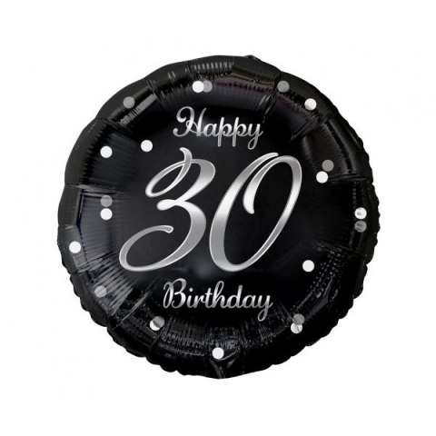 Balon foliowy Godan Happy 30 Birthday, czarny, nadruk srebrny 18cal (FG-O30S) Balon foliowy Godan Happy 30 Birthday, czarny, nadruk srebrny 18cal (FG-O30S)