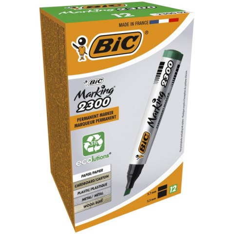 Marker permanentny Bic Marking 2300, zielony 3,7-5,5mm ścięta końcówka (8209233) Marker permanentny Bic Marking 2300, zielony 3,7-5,5mm ścięta końcówka (8209233)