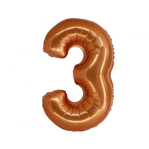 Balon foliowy Godan matowa cyfra 3, miedziane (CH-SMD3) Balon foliowy Godan matowa cyfra 3, miedziane (CH-SMD3)
