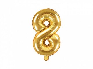 Balon foliowy Partydeco cyfra 8 złota 14cal (FB10M-8-019)