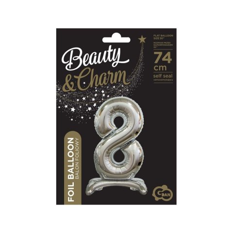 Balon gumowy Godan Beauty&Charm cyfra stojąca srebrna srebrna 750mm 30cal (BC-ASS8) Balon gumowy Godan Beauty&Charm cyfra stojąca srebrna srebrna 750mm 30cal (BC-ASS8)