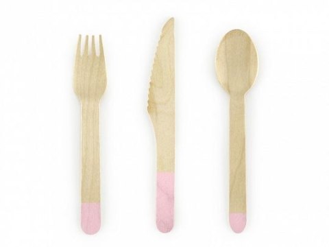 Sztućce Partydeco drewniane, jasny różowy, 16cm, 6 łyżek, 6 noży i 6 widelców (SDR1-081J) Sztućce Partydeco drewniane, jasny różowy, 16cm, 6 łyżek, 6 noży i 6 widelców (SDR1-081J)