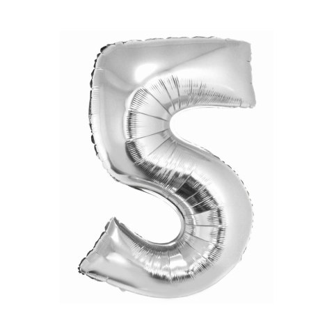 Balon foliowy Godan Smart cyfra 5 srebrna 76cm (CH-SSR5) Balon foliowy Godan Smart cyfra 5 srebrna 76cm (CH-SSR5)