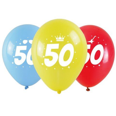 Balon gumowy Arpex z nadrukiem cyferki - 50 (3 szt.) mix 280mm (KB2020-50-9944) Balon gumowy Arpex z nadrukiem cyferki - 50 (3 szt.) mix 280mm (KB2020-50-9944)