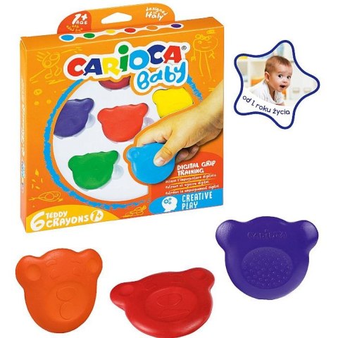 Kredki świecowe Carioca Misiaki Baby 42956 6 kol. (160-2209) Kredki świecowe Carioca Misiaki Baby 42956 6 kol. (160-2209)