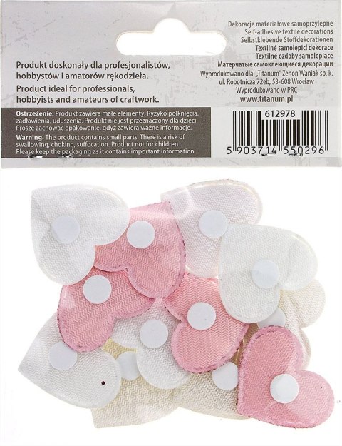 Ozdoba materiałowa Titanum Craft-Fun Series serca samoprzylepne (2324050-pink) Ozdoba materiałowa Titanum Craft-Fun Series serca samoprzylepne (2324050-pink)
