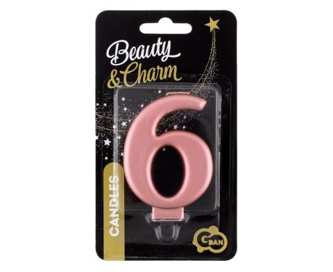 Świeczka urodzinowa Godan nr 6 różowo-złota 8 cm (PF-SCRZ6) Świeczka urodzinowa Godan nr 6 różowo-złota 8 cm (PF-SCRZ6)