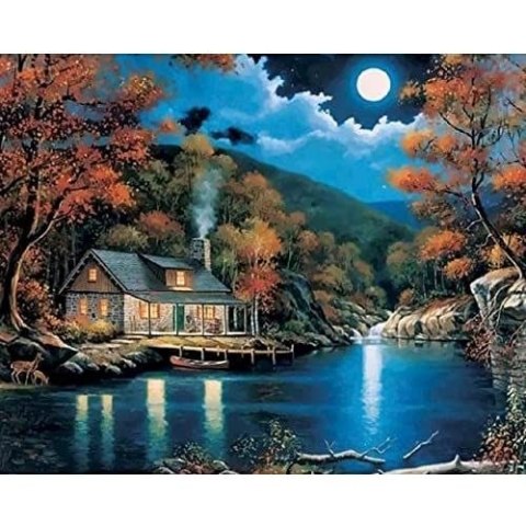 Zestaw kreatywny Norimpex malowanie po numerach -dom nad jeziorem nocą 40x50cm (NO-1008223) Zestaw kreatywny Norimpex malowanie po numerach -dom nad jeziorem nocą 40x50cm (NO-1008223)