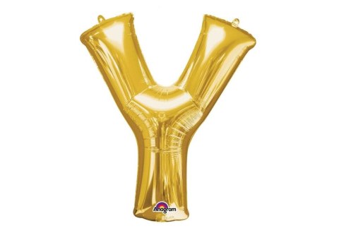 Balon foliowy Amscan balon mini literka y złota (3306101) Balon foliowy Amscan balon mini literka y złota (3306101)