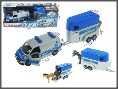 Samochód policyjny Hipo Volkswagen T6.1(2019) z przyczepą do transportu koni 28cm (520359) Samochód policyjny Hipo Volkswagen T6.1(2019) z przyczepą do transportu koni 28cm (520359)