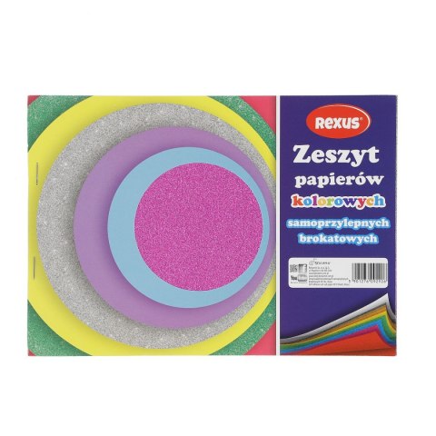 Zeszyt papierów kolorowych Rexus brokatowych samoprzylepnych A5 8k (6092926) Zeszyt papierów kolorowych Rexus brokatowych samoprzylepnych A5 8k (6092926)