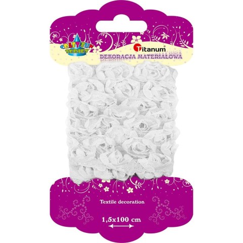 Ozdoba materiałowa Titanum Craft-Fun Series materiałowe róże na tiulowej tasiemce (D23) Ozdoba materiałowa Titanum Craft-Fun Series materiałowe róże na tiulowej tasiemce (D23)