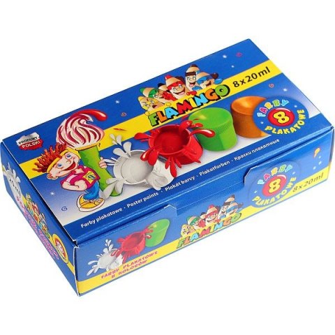 Farby plakatowe Flamingo 8 kolorów x 20ml Farby plakatowe Flamingo 8 kolorów x 20ml