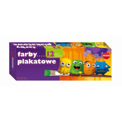 Farby plakatowe Mona kolor: mix 20ml 12 kolor. Farby plakatowe Mona kolor: mix 20ml 12 kolor.