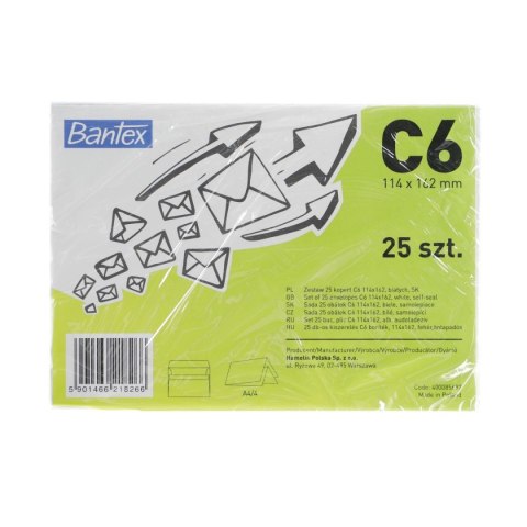 Koperta Bantex SK C6 biały (400085697) 25 sztuk Koperta Bantex SK C6 biały (400085697) 25 sztuk