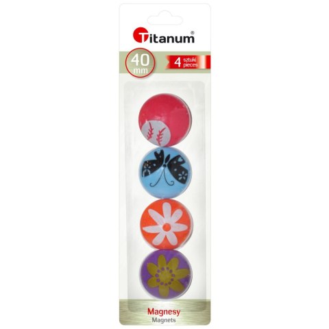 Magnesy Titanum 4 szt. Ø40 mm mix kolorów i wzorów Magnesy Titanum 4 szt. Ø40 mm mix kolorów i wzorów