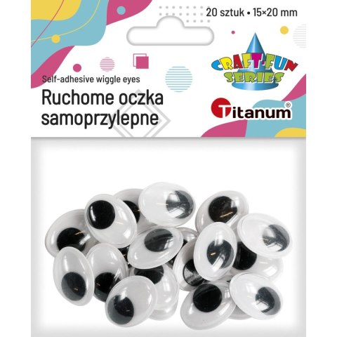 Oczy samoprzylepne Titanum Craft-Fun Series owalne ruchome 15x20mm Oczy samoprzylepne Titanum Craft-Fun Series owalne ruchome 15x20mm