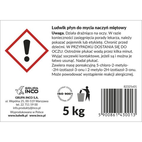 Płyn do naczyń Ludwik mięta 5000ml Płyn do naczyń Ludwik mięta 5000ml