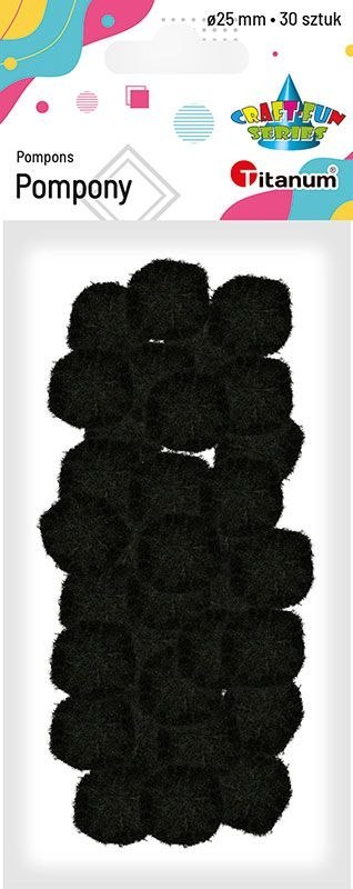 Pompony Titanum Craft-Fun Series poliestrowe czarne 30 szt Pompony Titanum Craft-Fun Series poliestrowe czarne 30 szt