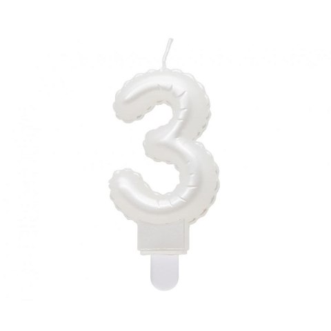 Świeczka urodzinowa Godan cyferka 3, perłowa biała, 7 cm (SF-PBI3) Świeczka urodzinowa Godan cyferka 3, perłowa biała, 7 cm (SF-PBI3)